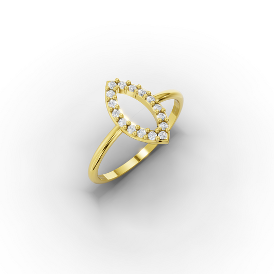 14K Gold Marquise Eye Ring with Sparkling Stones