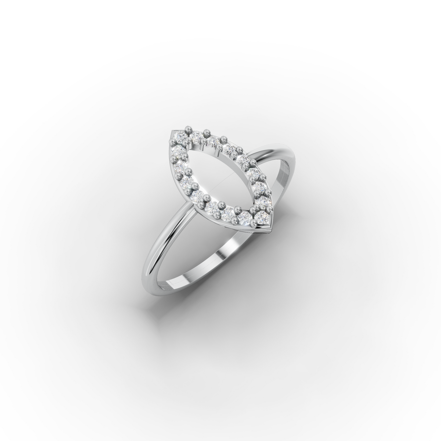 14K Gold Marquise Eye Ring with Sparkling Stones