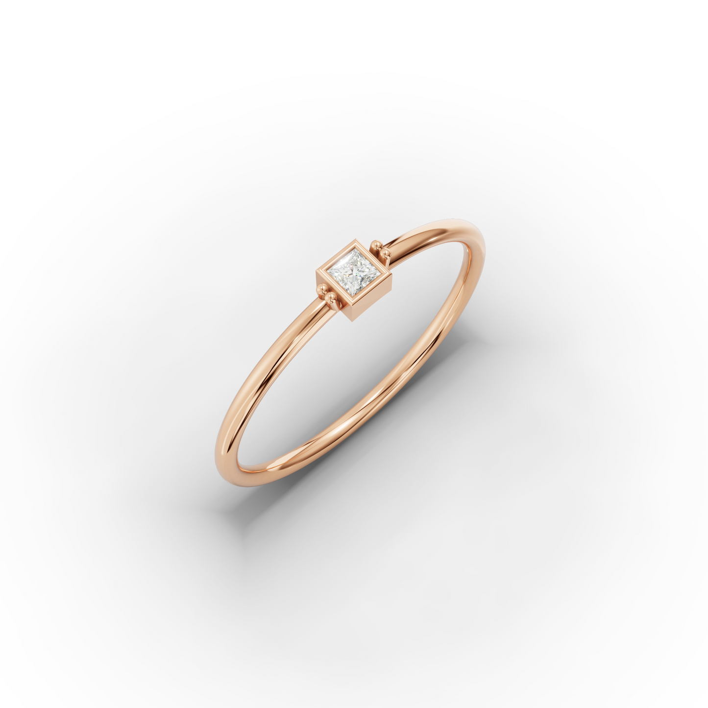 Princess Cut Zircon Minimalist Solid Gold Ring