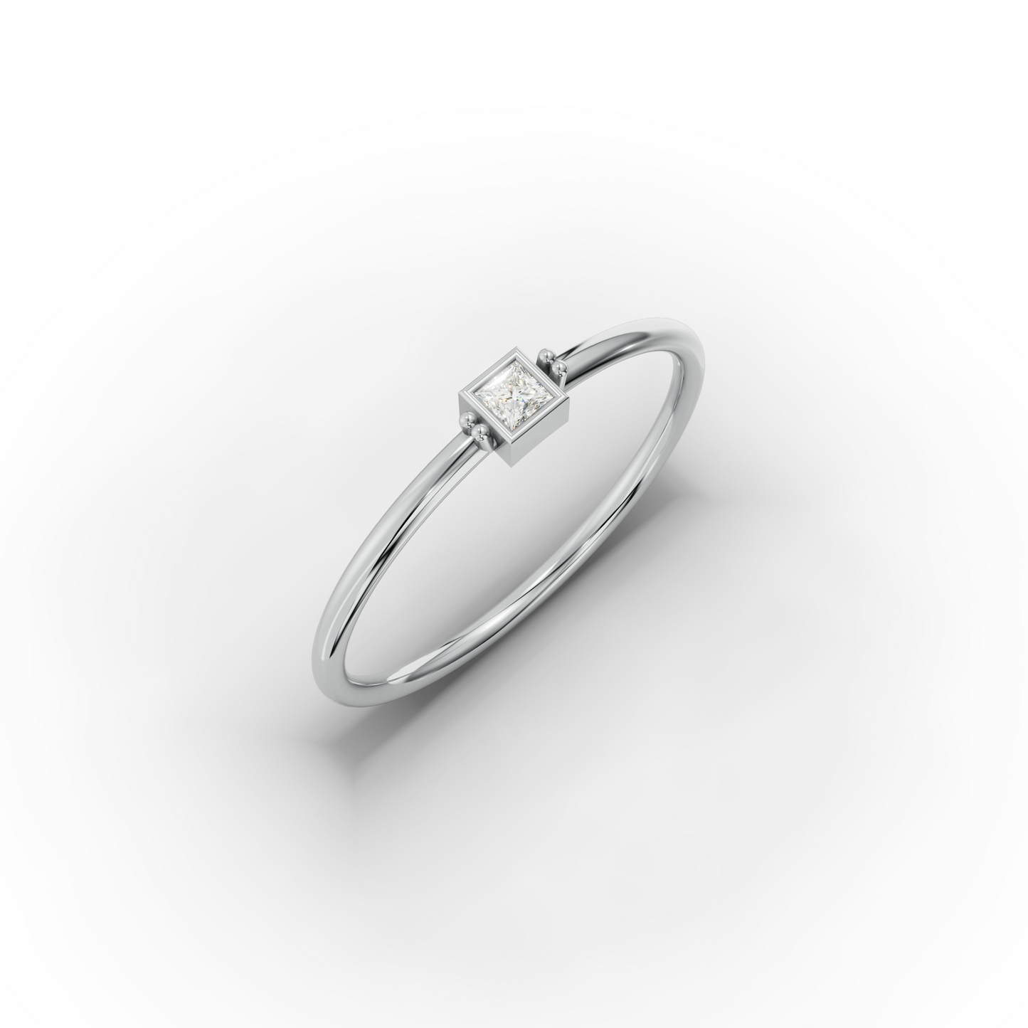 Princess Cut Zircon Minimalist Solid Gold Ring