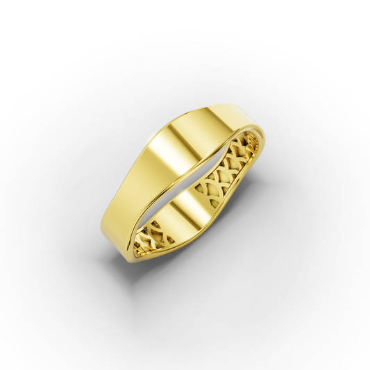 14K Wavy Solid Gold Band Ring