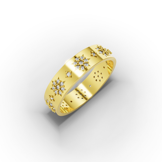 14K Snowflake Star Band Ring