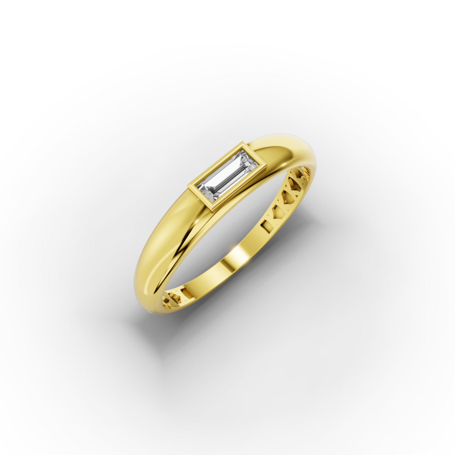 Baguette Solitaire CZ Ring in 14K Gold – Dainty Art-Deco Sparkle