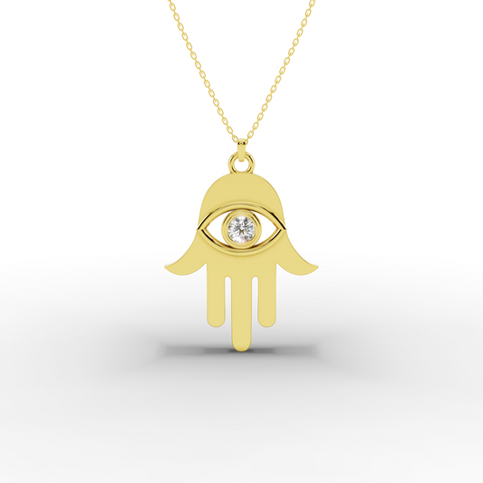 14K Gold Hamsa Necklace – Dainty CZ Pendant