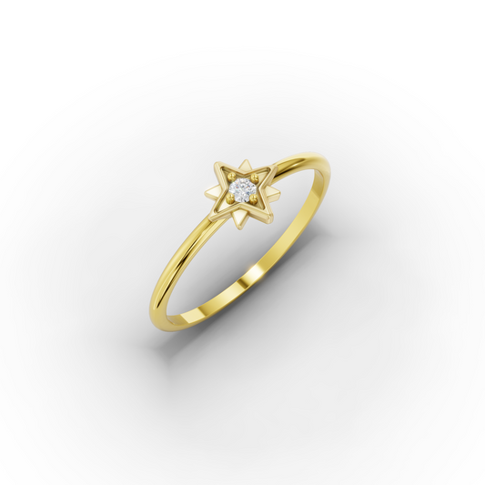 14K Gold Star Ring – Dainty North Star Stackable Band