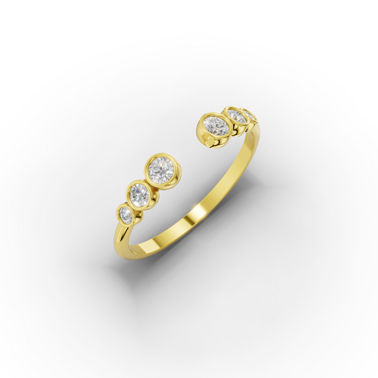 14K Open Gold Ring with Bezel-Set Zircon Stones