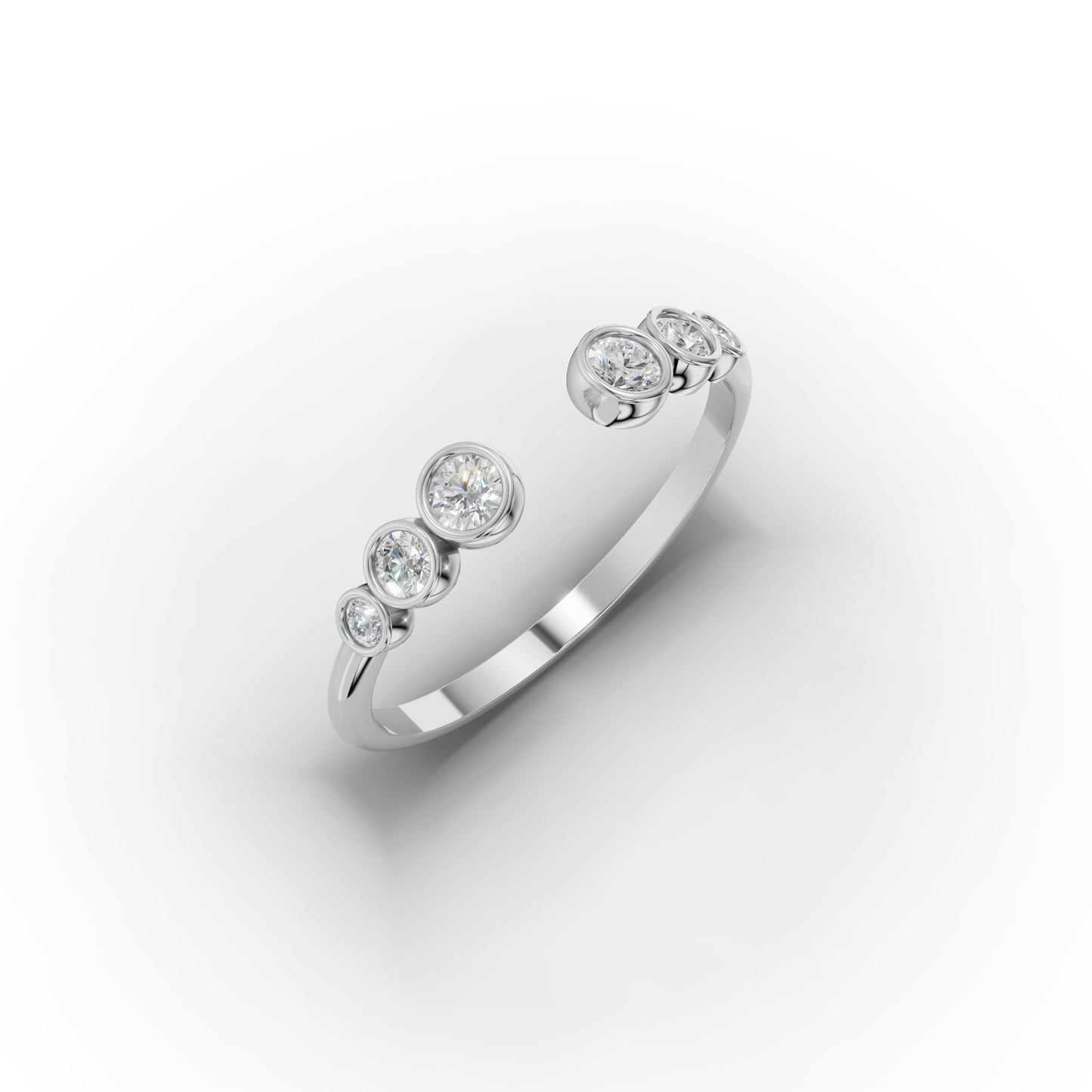 14K Open Gold Ring with Bezel-Set Zircon Stones