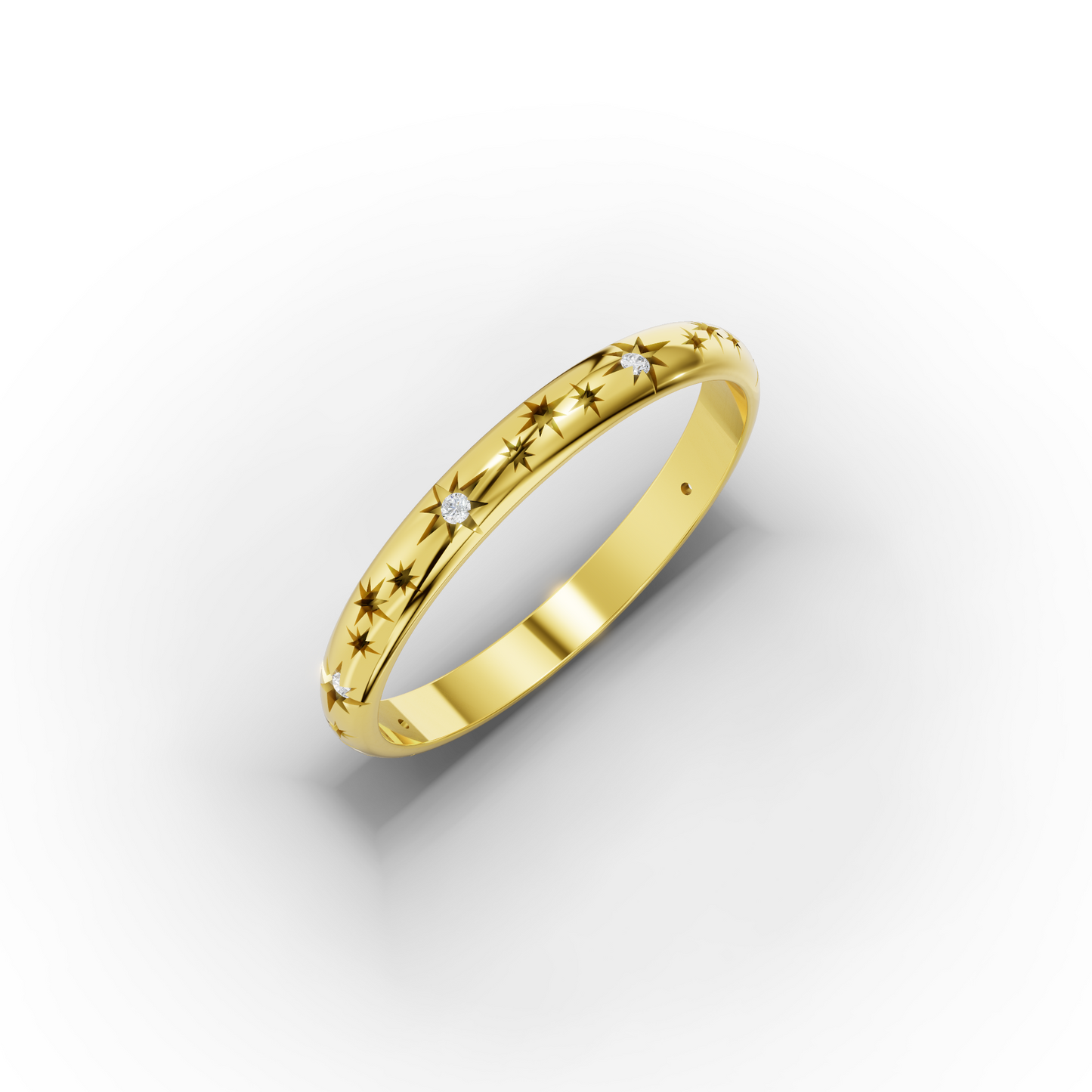 14K Starburst Stacking Ring – Solid Gold Celestial Band for Women