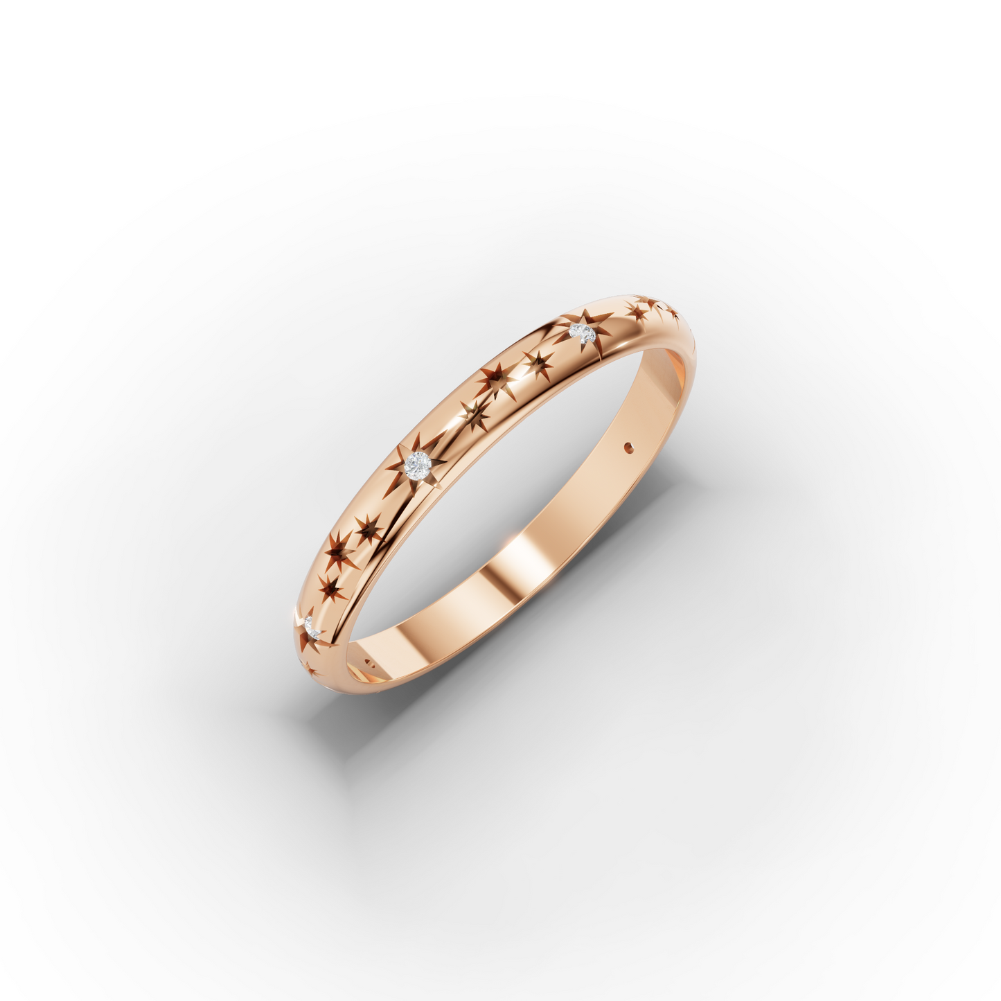 14K Starburst Stacking Ring – Solid Gold Celestial Band for Women