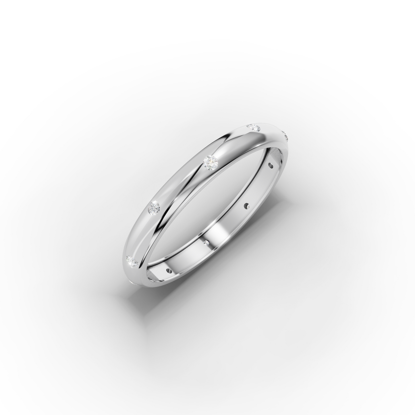 14K Round Cut Zircon Gold Band Ring