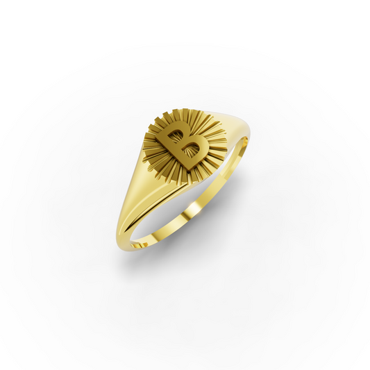 Personalized Gold Signet Ring with Custom Letter