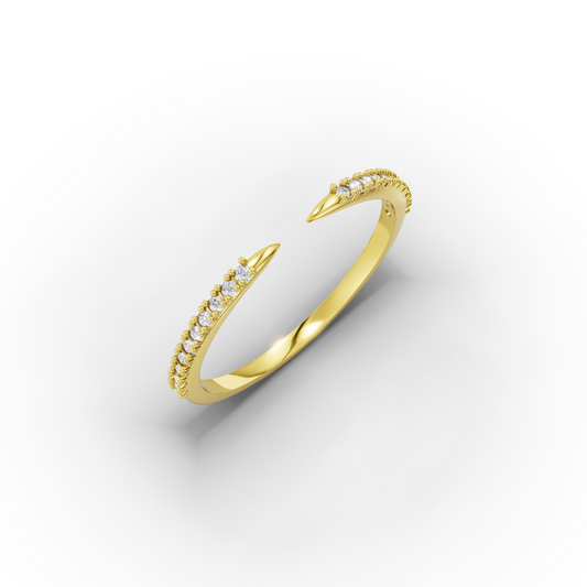 14K Open Ring Zircon Solid Gold