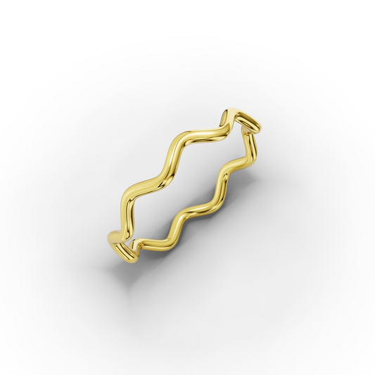 14K Wavy Gold Band Ring