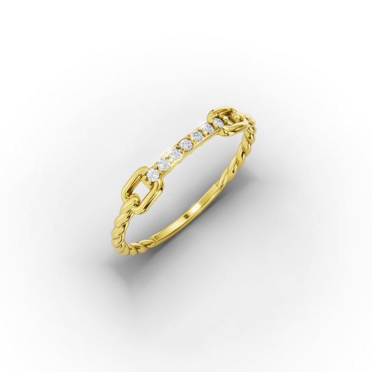 14K Gold Chain Link Bar Ring