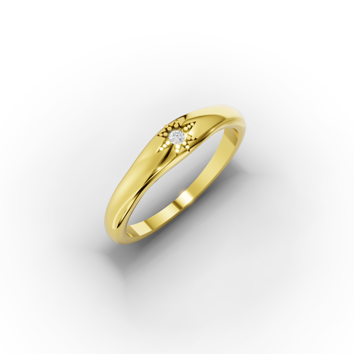 14K Gold Starburst Signet Ring