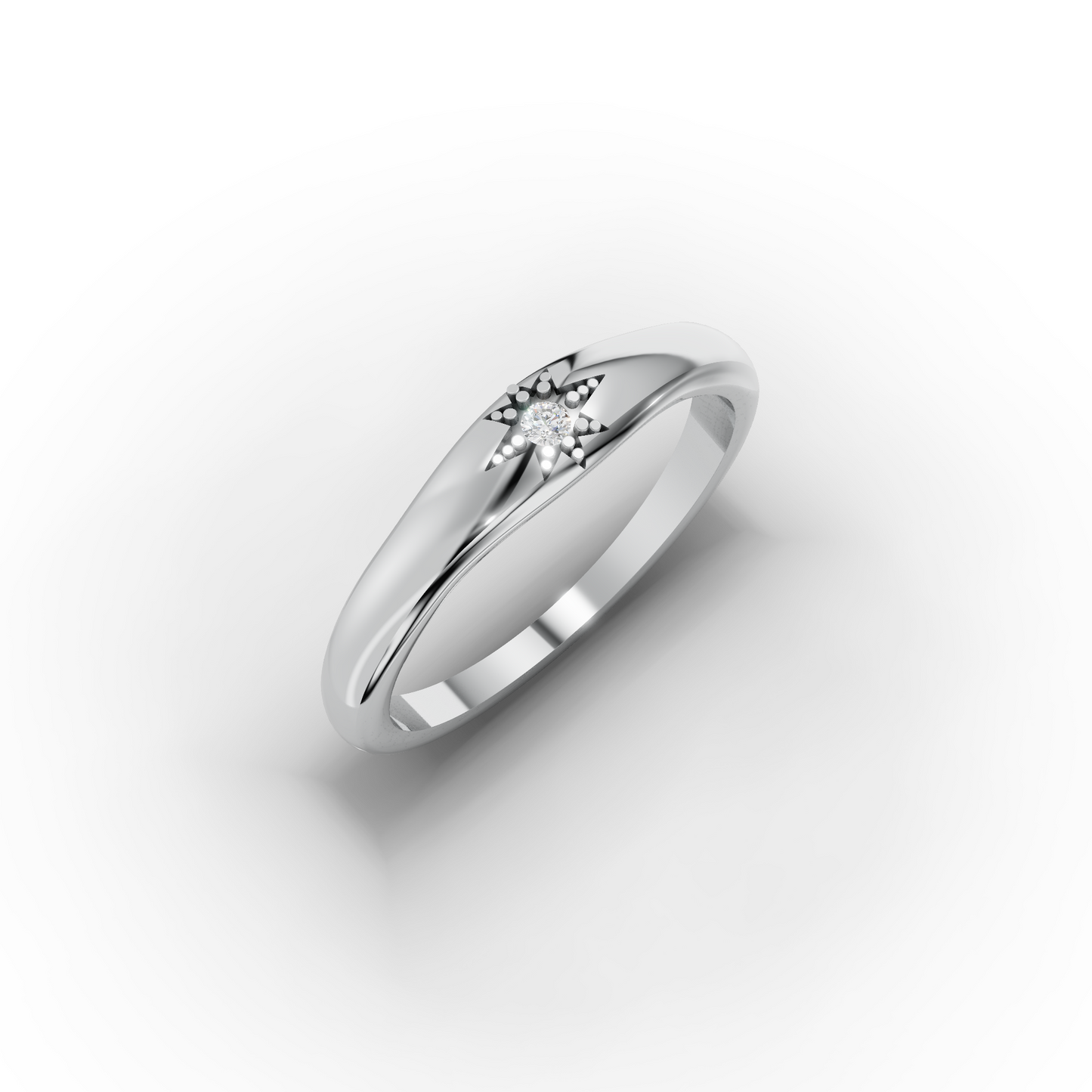 14K Gold Starburst Signet Ring